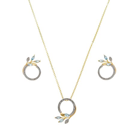 Conjunto Aquamarine Com Ródio Branco
