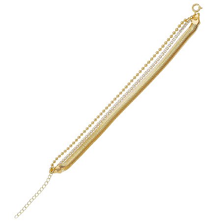 Conjunto de Pulseiras Semijoia Ouro 18K