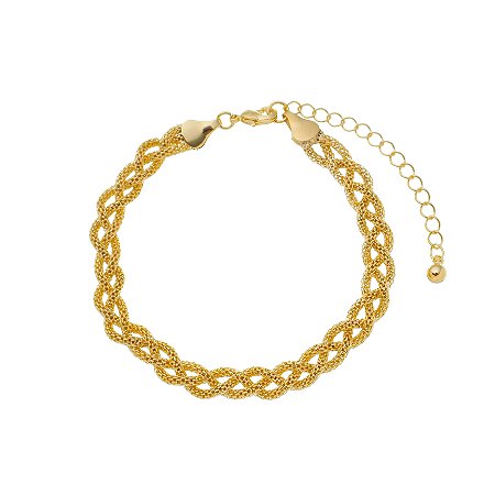 Pulseira Trançada Banho Ouro 18K