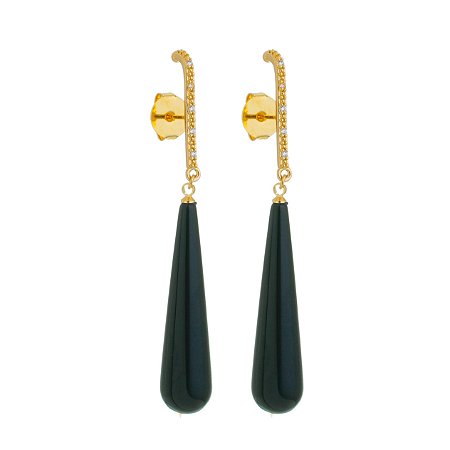Ear Hook Pedra Ônix Preta