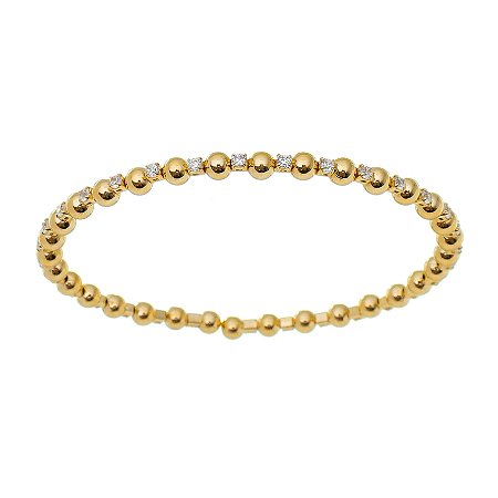 Bracelete Flexível de Bolinhas com Zircônias