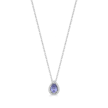 Colar Gota Zircônia Tanzanita Prata 925