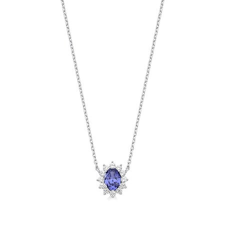 Colar Oval Zircônia Tanzanita Prata 925