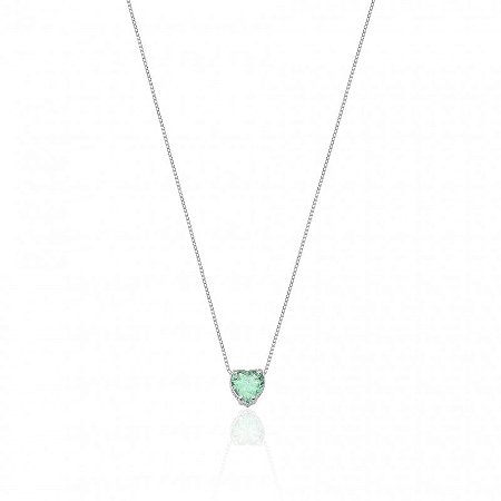 Colar Coração verde prata 925
