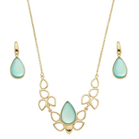 Conjunto luxo de pedra natural ágata azul céu