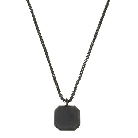 Colar black em aço inox com pedra ônix