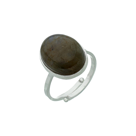 Anel ajustável com pedra natural Labradorita em prata 925