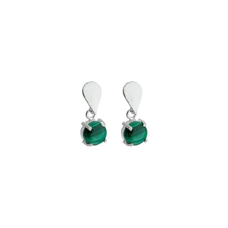 Brinco pedra natural Malaquita prata 925