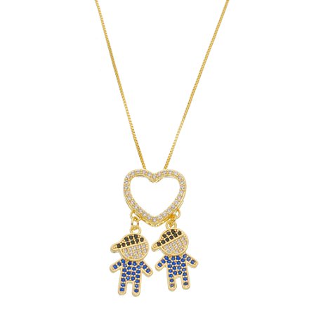 Colar filhos meninos semijoia em ouro 18k