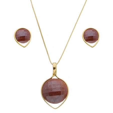 Conjunto Pedra natural facetada