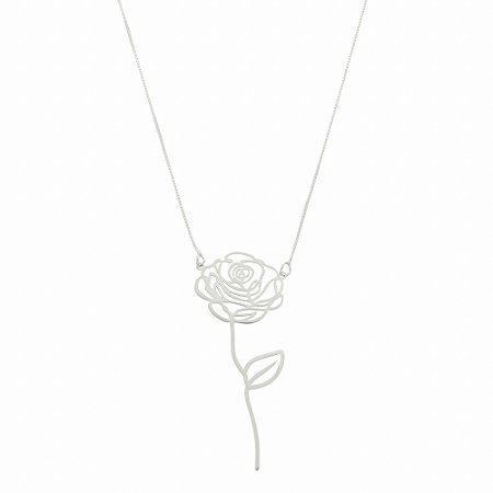 Colar rosa estampada prata