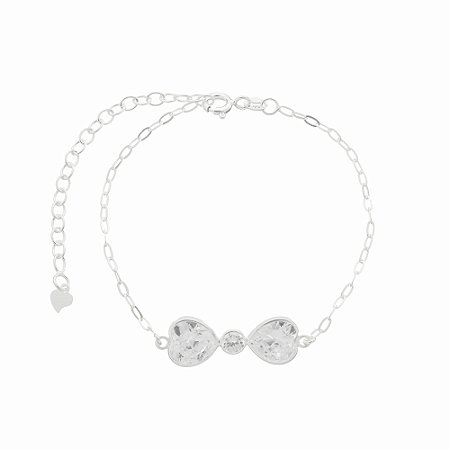 Pulseira laço de coração em prata 925