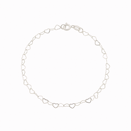 Pulseira corações em prata 925