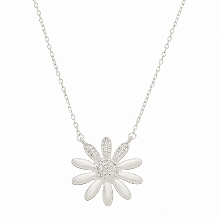 Colar flor margarida em prata 925