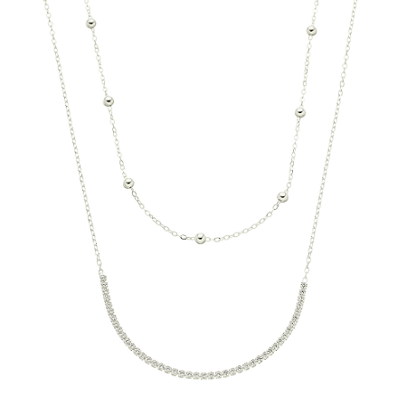 Colar duplo Riviera e bolinhas em prata 925