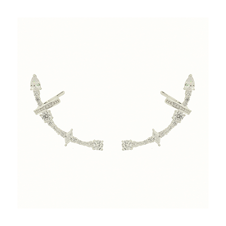 Ear cuff com zircônias e microzircônias