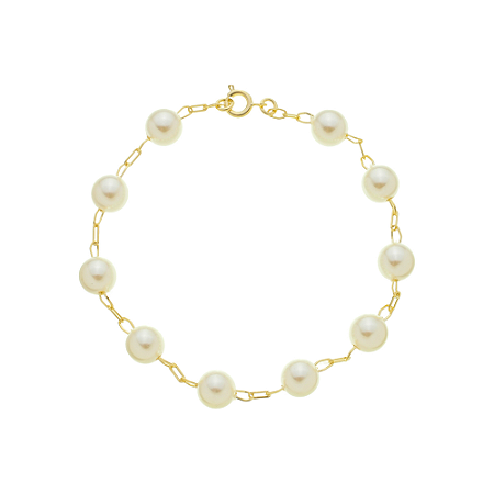 Pulseira de pérolas de água doce banhada a ouro 18k