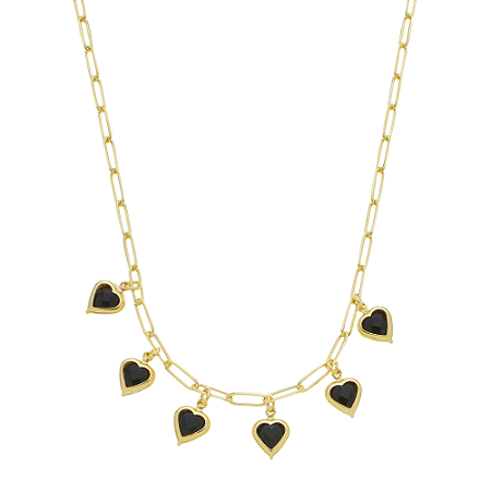 Gargantilha choker Cartier com corações preto