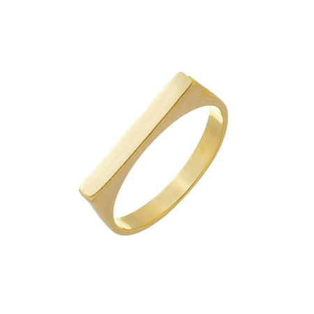Anel quadrado e liso dourado