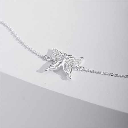 Pulseira borboleta cravejada prata 925