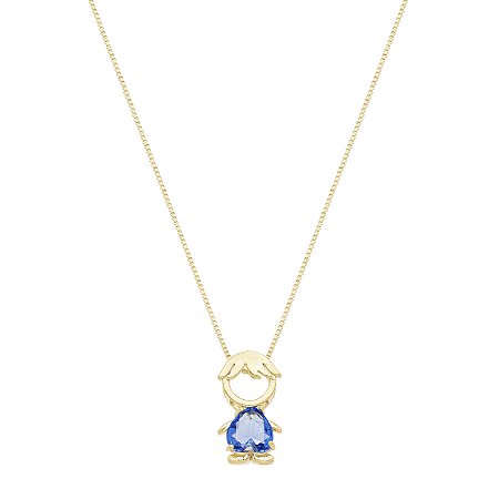 Colar menino zircônia azul
