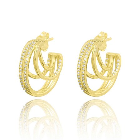Brinco Argola Meia Lua semijoia em ouro 18k