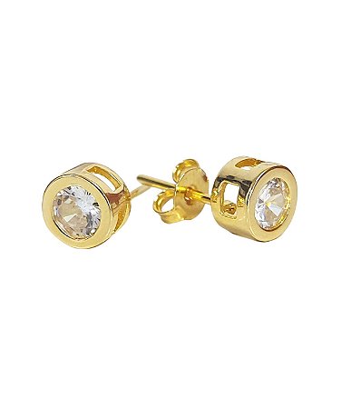 Brinco Ponto de Luz Zircônia banho 10 milésimos de ouro 18K