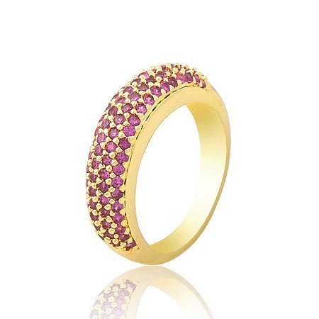 Meia Aliança Rubi semijoia em ouro 18k