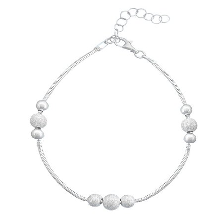 Pulseira Bolas Jateadas prata Italiana 925
