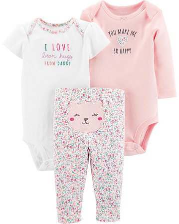 Conjunto Carter’s 3 Peças - Urso Floral