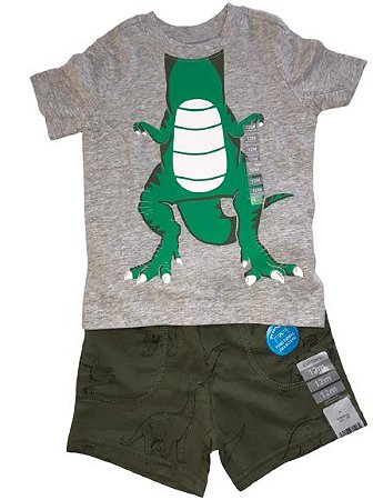 Conjunto Carter's de 2 Peças - Dinossauro Cinza