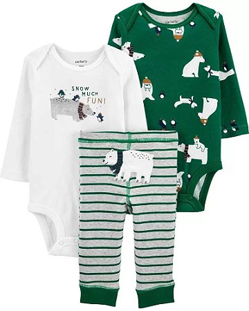Conjunto Carter´s 3 peças Urso Polar - Manga Longa