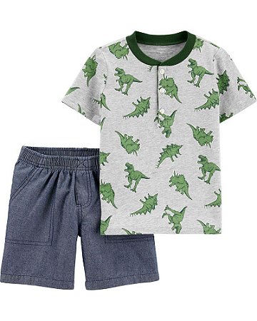 Conjunto Carter´s Manga Curta - Dinossauro Jersey