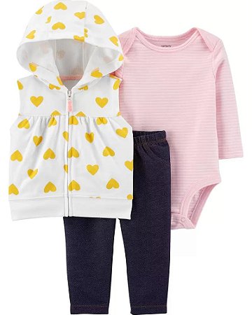 Conjunto Carter´s 3 peças - Colete Corações