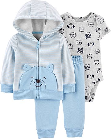 Conjunto Carter´s 3 peças -  Urso Azul com capuz