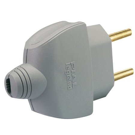 Plug Macho 2P 180° 10A Cinza