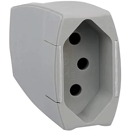 Plug Fêmea 2P+T 10A Cinza
