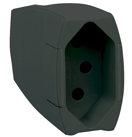 Plug Fêmea 2P+T 10A Preto