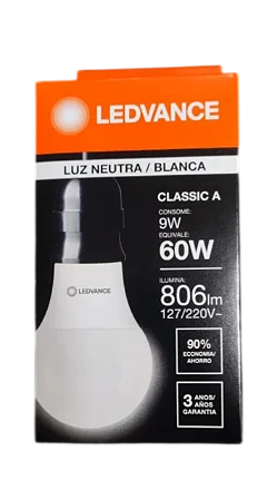 LAMPADA LED BULBO 9W 4000K 806 LUMENS LEDVANCE
