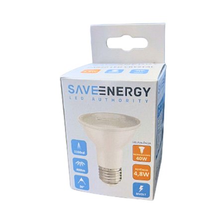 Lâmpada Led PAR20 4,8W 4000K 400 Lúmens Save Energy