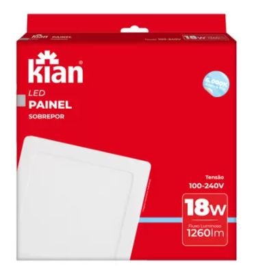 Placa Led Sobrepor 18W 3000K 1200lm 22x22cm Kian