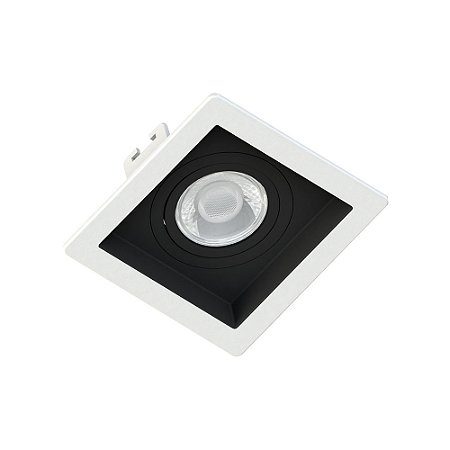 Embutido Quadrado Recuado MR16 Branco c/ Foco Preto 10X10cm - Save Energy