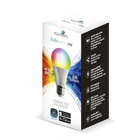 Lâmpada Led Bulbo 9W Smart RGB IP20 650 Lumens - Gaya