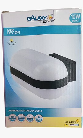 Kit 10 Arandela Tartaruga ip65 Dupla 10W luz quente Galaxy