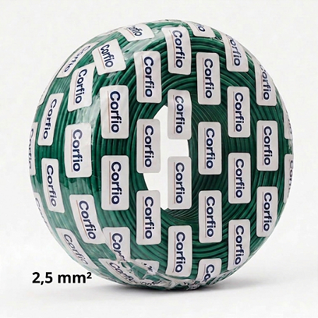 Cabo Flexível 2,5mm Verde Corfio 750V Antichamas Rolo 100m