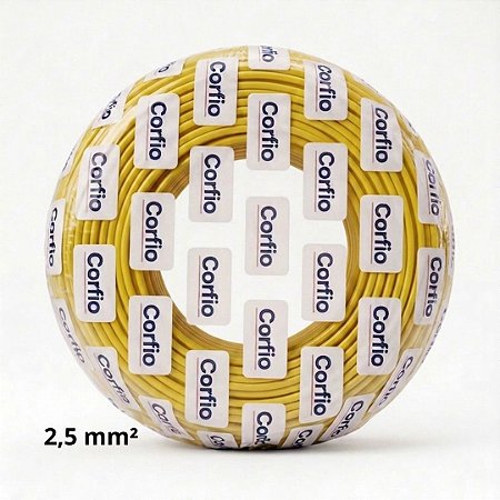 Cabo Flexível 2,5mm Amarelo Corfio 750V Antichamas Rolo 100m