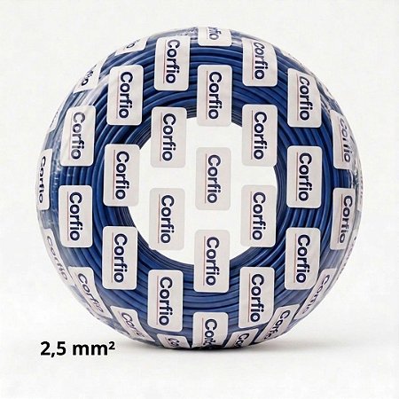 Cabo Flexível 2,5mm Azul Corfio 750V Antichamas Rolo 100m