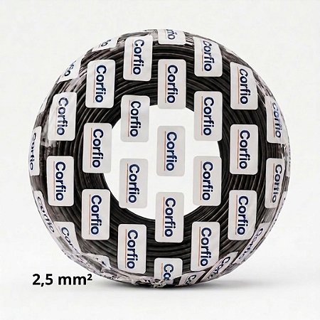 Cabo Flexível 2,5mm Preto Corfio 750V Antichamas Rolo 100m