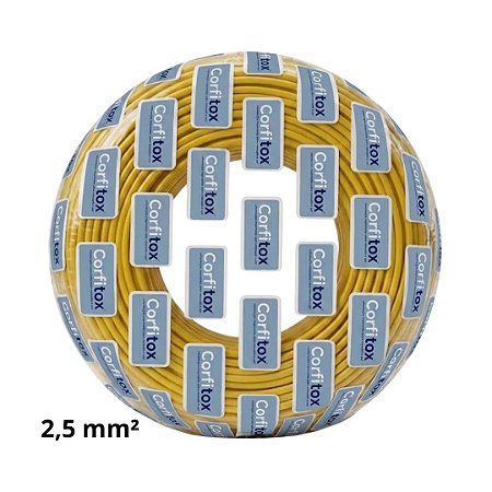 Cabo Flexivel 2,5mm Atox Amarelo Corfitox- Rolo 100 Metros