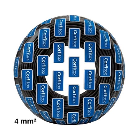 Cabo Flexivel 4mm Atox Preto Corfitox - Rolo 100 metros
